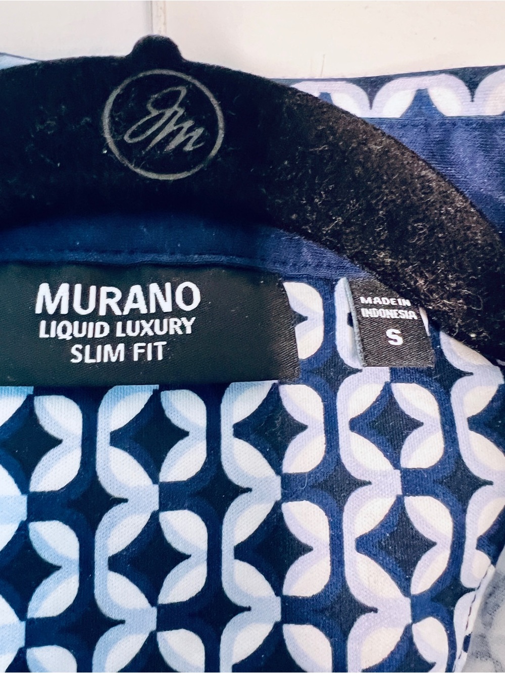 Murano Navy and White Geometric Polo - Men's Short Sleeve - Picture 2 of 7